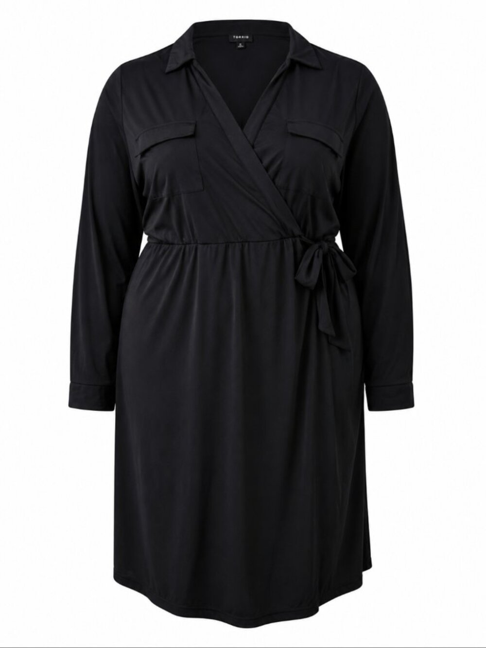 Torrid Black Plus Size Collared Wrap Midi Dress Size 2
